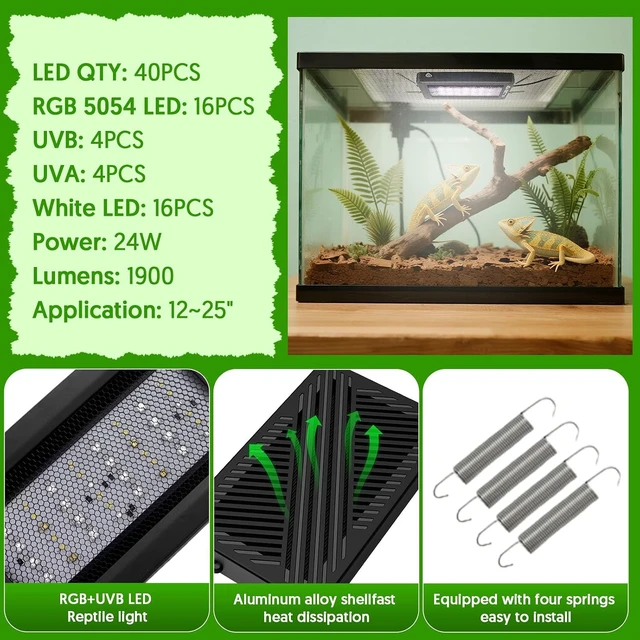 Alt view image 7 of 7 - 24W UVB Light for Reptiles with 24/7 Timer & 4 Lighting Modes