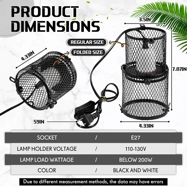 Alt view image 2 of 6 - 2-Pack Retractable Anti-Scald Mesh Cage Stand for Reptile Heat Lamps, White