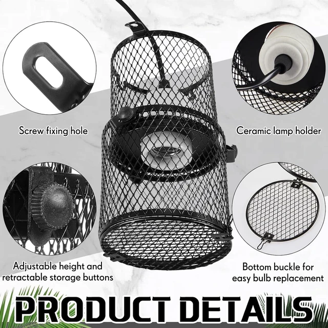 Alt view image 3 of 6 - 2-Pack Retractable Anti-Scald Mesh Cage Stand for Reptile Heat Lamps, White