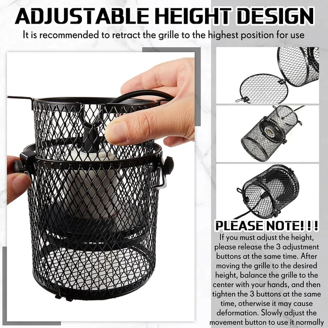 Alt view image 4 of 6 - 2-Pack Retractable Anti-Scald Mesh Cage Stand for Reptile Heat Lamps, White