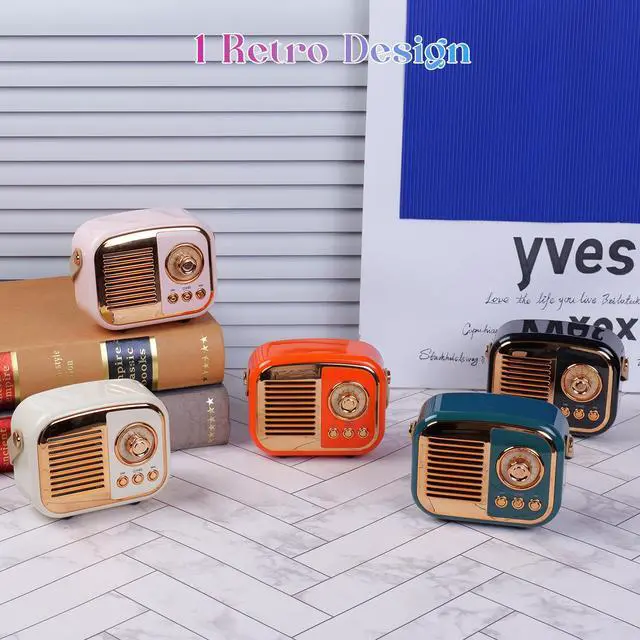 Alt view image 7 of 7 - Retro Bluetooth Speaker, Vintage Wireless Speaker,Portable Mini Radio Old Fashion Style for Room Decor Kitchen Desk Bedroom Office,Supports TWS Pairing for iPhone,Android Devices (Black)