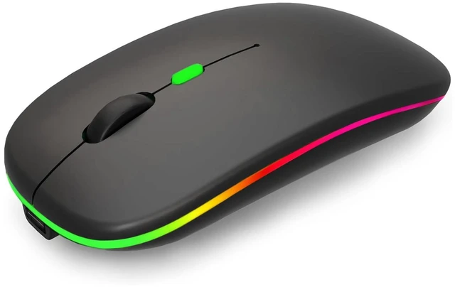 Main image of KUNSI Wireless Bluetooth Mouse, Rechargeable Bluetooth and 2.4G Wireless Mouse with RGB Light, Silent Mouses for Laptop/Desktop/Tablet-Black
