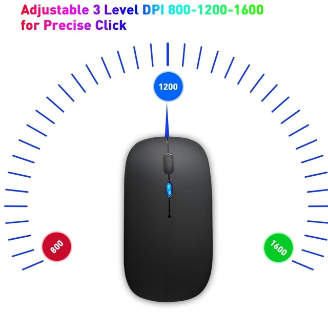 Alt view image 4 of 14 - KUNSI Wireless Bluetooth Mouse, Rechargeable Bluetooth and 2.4G Wireless Mouse with RGB Light, Silent Mouses for Laptop/Desktop/Tablet-Black