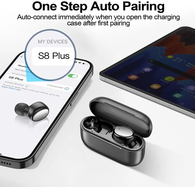Alt view image 5 of 7 - Wireless Earbuds Bluetooth 5.4, Lightweight in-Ear Headphones with Deep Bass,40 Hours Playtime Headset, Built-in Mics for Clear Calls, Sports Workout Ear Buds Black