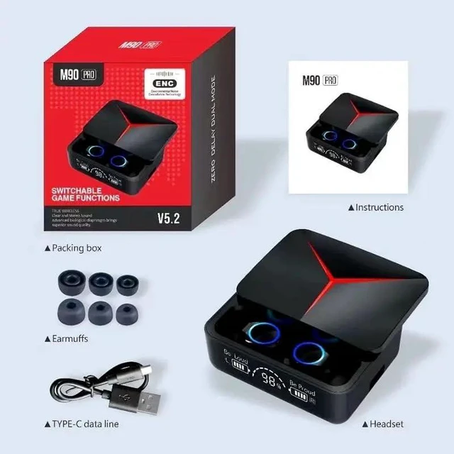Alt view image 3 of 7 - Wireless Earbuds with Noise Canceling Mic, Bluetooth 5.3, Waterproof, Touch Control, LED Display, Gaming Headset, HD Call, Voice Assistant, HiFi Stereo Sound, 150 H, Wireless Earphone,, Black