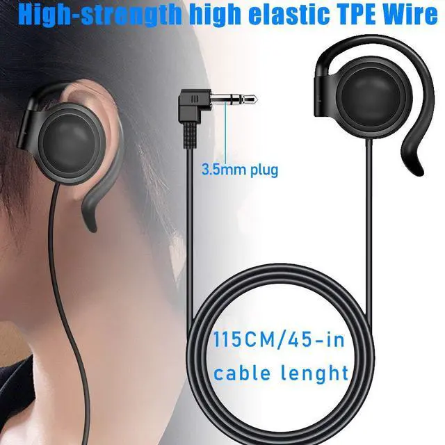 Alt view image 3 of 7 - Wired Single Headphones 3.5mm Left-Side Earphone One Ear Ear-Hook Headphone for EXD-101 ATG-100T Wireless Tour Guide Receiver Radio Podcast Laptop MP3 Ear Bud (Left-Side Earphone)
