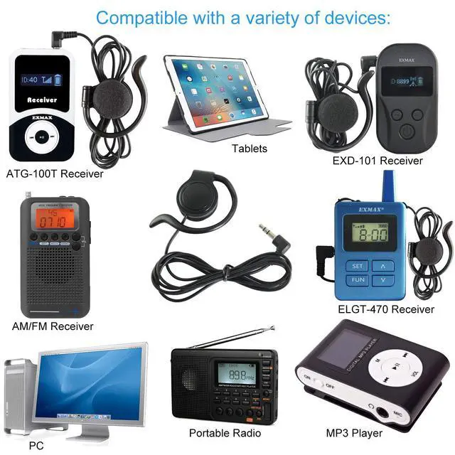 Alt view image 5 of 7 - Wired Single Headphones 3.5mm Left-Side Earphone One Ear Ear-Hook Headphone for EXD-101 ATG-100T Wireless Tour Guide Receiver Radio Podcast Laptop MP3 Ear Bud (Left-Side Earphone)