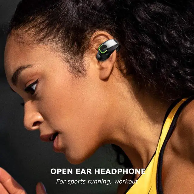 Alt view image 2 of 7 - Open Ear Headphones, 1Pcs Over Ear Clip Earbuds, Single Ear Bone Conduction Bluetooth 5.3 Headphone with IPX4, for Sports Running, Workout (Black)