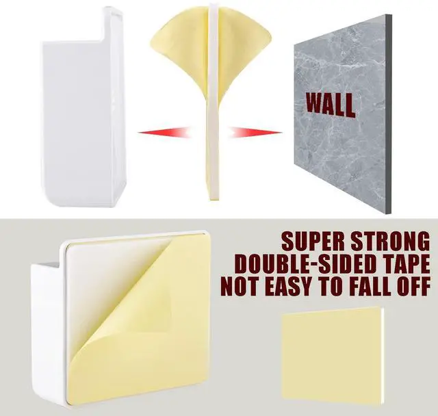 Alt view image 2 of 6 - 2Pcs Phone Holder Wall Mounted, Phone Stand with Self Adhesive. Phone Holder for RV Charging.Compatible with iPhone and Android (2Pack-Black)