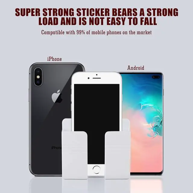 Alt view image 3 of 6 - 2Pcs Phone Holder Wall Mounted, Phone Stand with Self Adhesive. Phone Holder for RV Charging.Compatible with iPhone and Android (2Pack-Black)