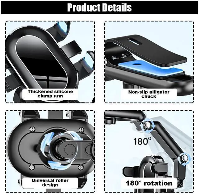 Alt view image 3 of 19 - SOEWIOU Car Phone Holder, Multifunctional Adjustable Rearview Mirror Cell Phone Holder for Car Home Kitchen, 360° Rotatable and Retractable Car Phone Mount Compatible with Most Cell Phones (Black)