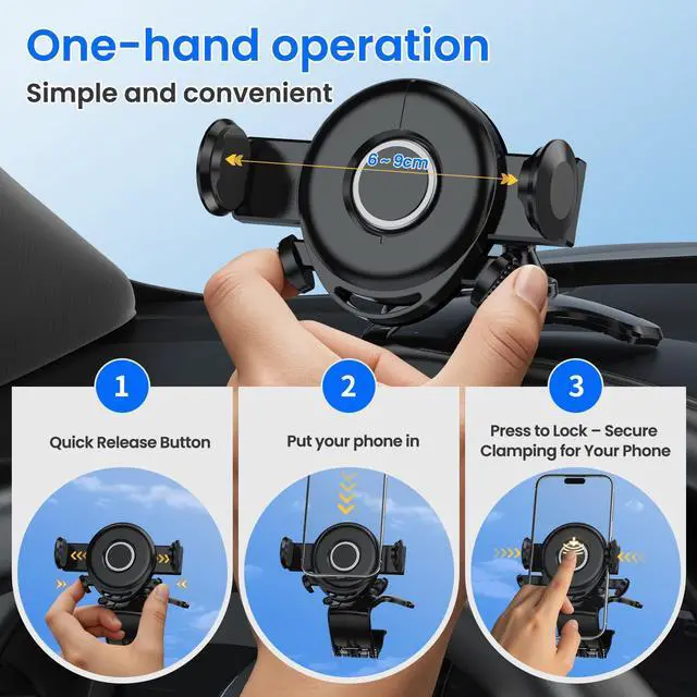Alt view image 4 of 19 - SOEWIOU Car Phone Holder Dashboard Phone Mount, 2025 Upgraded 360 Degree Rotation Multifunctional Clip Design, Universal Car Phone Mount Compatible with 47 Inch Cell Phones (Black)