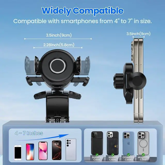 Alt view image 5 of 19 - SOEWIOU Car Phone Holder Dashboard Phone Mount, 2025 Upgraded 360 Degree Rotation Multifunctional Clip Design, Universal Car Phone Mount Compatible with 47 Inch Cell Phones (Black)