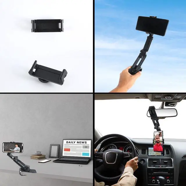 Alt view image 3 of 20 - SOEWIOU Sun Visor Phone Holder, Phone Holder for Car, 360 Rotatable and Adjustable, Compatible with Most of Smartphones, More Comfortable to Use Hands-Free. (Grey)