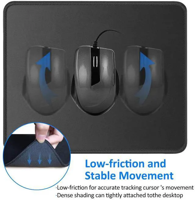 Alt view image 2 of 6 - Mouse Pad with Non-Slip Rubber Base, Premium-Textured & Washable Computer Mousepad with Stitched Edges, Mouse Pads for Computers, Laptop, Gaming, Office & Home, 10.2 x 8.3 in, Black