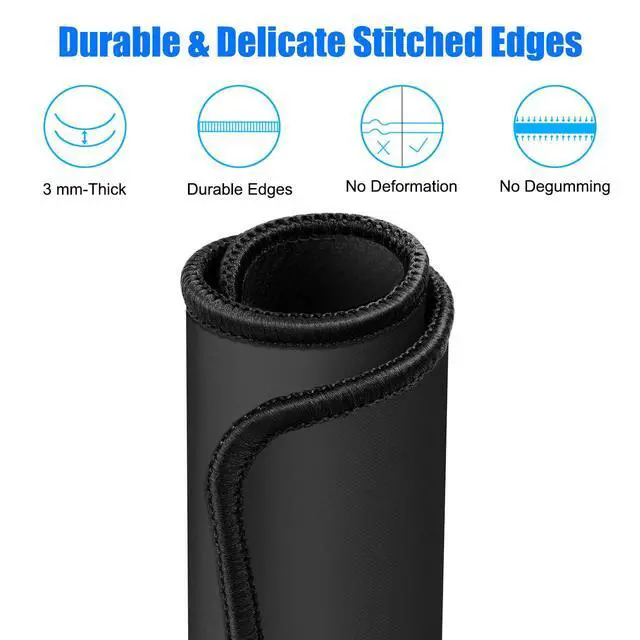 Alt view image 3 of 6 - Mouse Pad with Non-Slip Rubber Base, Premium-Textured & Washable Computer Mousepad with Stitched Edges, Mouse Pads for Computers, Laptop, Gaming, Office & Home, 10.2 x 8.3 in, Black