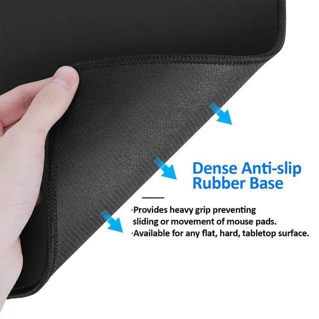 Alt view image 4 of 6 - Mouse Pad with Non-Slip Rubber Base, Premium-Textured & Washable Computer Mousepad with Stitched Edges, Mouse Pads for Computers, Laptop, Gaming, Office & Home, 10.2 x 8.3 in, Black