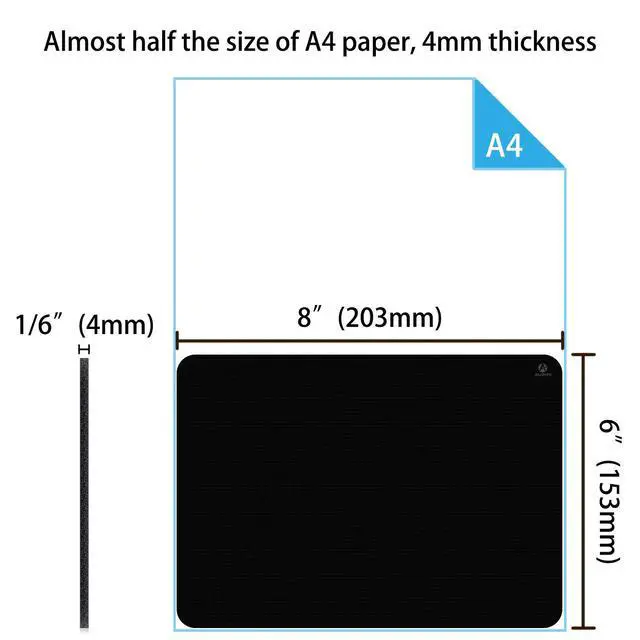 Alt view image 2 of 6 - Small Mouse Pad 6 x 8 Inch, Mini Mouse Pad Thick for Laptop Wireless Mouse Home Office Travel, Portable & Washable (Black)