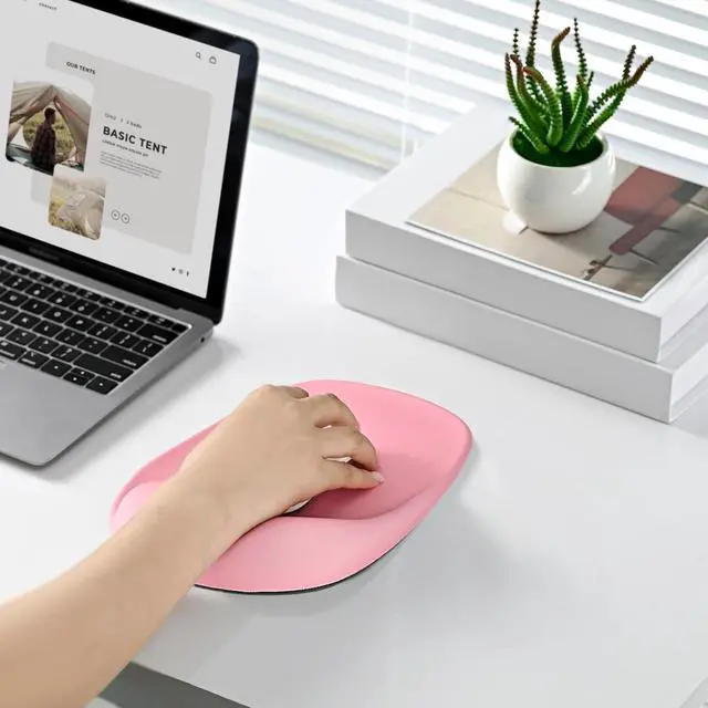 Alt view image 6 of 14 - SOEWIOU Mouse Pad with Gel Wrist Support, Office Decor for Women, Lycra Surface Smooth Control, Non Slip PU Base, Ergonomic Portable Mousepad for Travel, Laptop, Desk Accessories