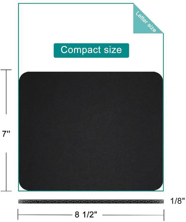 Alt view image 2 of 13 - SOEWIOU Small Mouse Pad with Waterproof Surface, Basic Computer Mousepad for Desk, Compact Size 8.5 x 7 Inches, Non-Slip Rubber Base, Black