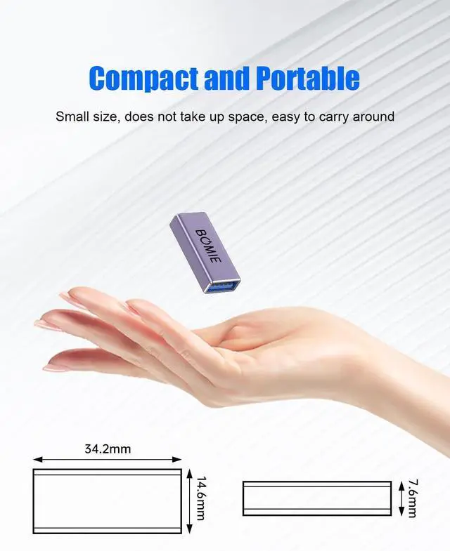 Alt view image 7 of 7 - USB Female to Female Adapter 2 Pack USB 3.0 Type-A Female to Female Extension Adapter Connector 5Gbps Data Transfer and Charging for Connecting Extension Two USB-A Male Ends Cable Purple