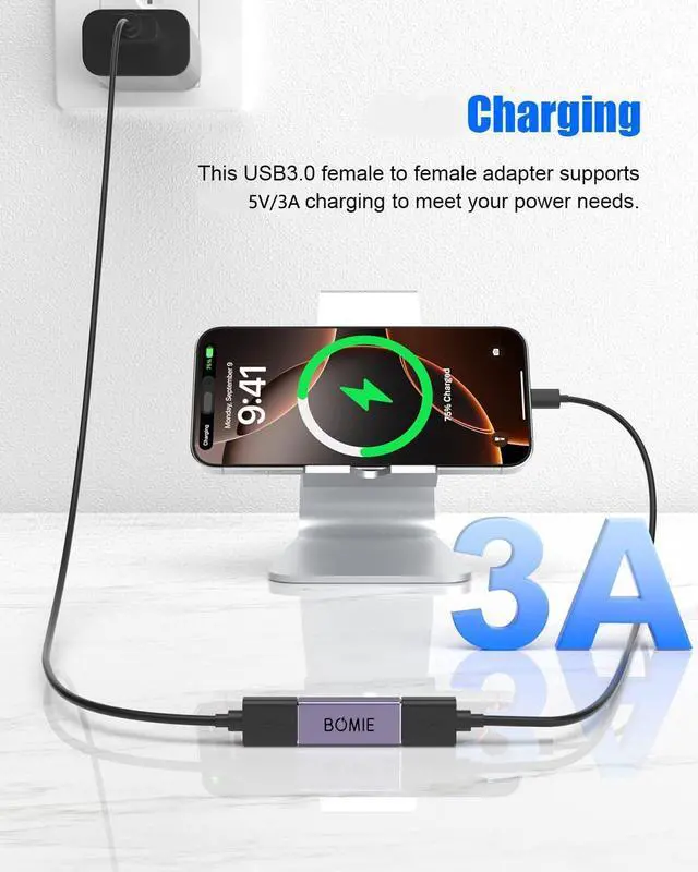Alt view image 2 of 7 - USB Female to Female Adapter 2 Pack USB 3.0 Type-A Female to Female Extension Adapter Connector 5Gbps Data Transfer and Charging for Connecting Extension Two USB-A Male Ends Cable Purple
