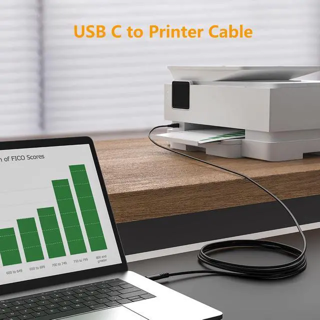 Alt view image 3 of 7 - USB-B to USB-C Printer Cable 6.6FT Gold-Plated USB Type B to Type C Cord for MacBook Pro/Air USB C MIDI Cable for Yamaha Piano DJ Controller Keyboard Printer
