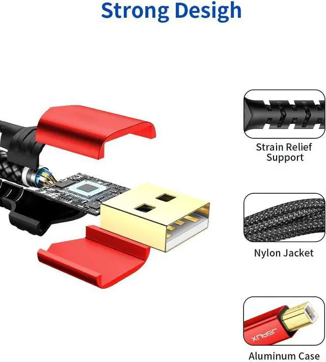 Alt view image 5 of 7 - 15FT USB Printer Cable - USB 2.0 Type A Male to B Male Scanner Cord - High Speed for and Piano DAC