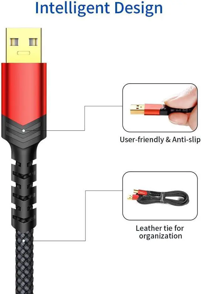 Alt view image 7 of 7 - 15FT USB Printer Cable - USB 2.0 Type A Male to B Male Scanner Cord - High Speed for and Piano DAC