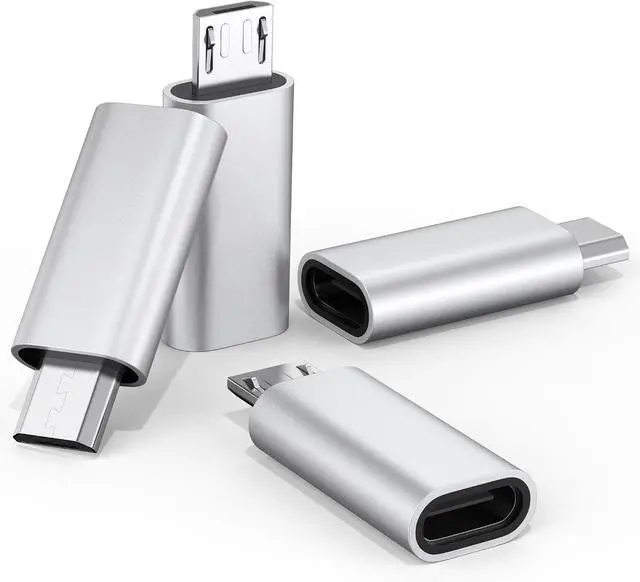 Alt view image 7 of 7 - 4 Pack USB C to Micro USB Adapter USB Type C Female to Micro USB Male Converter Data Sync Compatible with Galaxy S7 S6 Note 5 Kindle PS4 Nexus 5 6 and Micro USB Devices (Silver)