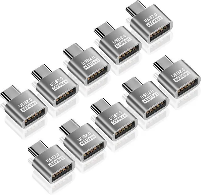 Main image of USB A to USB C Adapter 10 Pack USB Type C Male to USB 2.0 A Female Extension Connector USB to USB C Adapter Support 480Mbps Data Transfer OTG Function and Charging for Phone Laptop 10 Pack