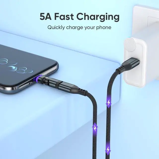 Alt view image 4 of 7 - USB C Magnetic Adapter (2 Pack) USB Type C 180° Rotation Adapter 16PIN PD 240W Right Angle Adapters Type C Magnetic Connector for 1Phone 17/16/15/Ma-Book/1Pad Galaxy Google Pixel Laptop