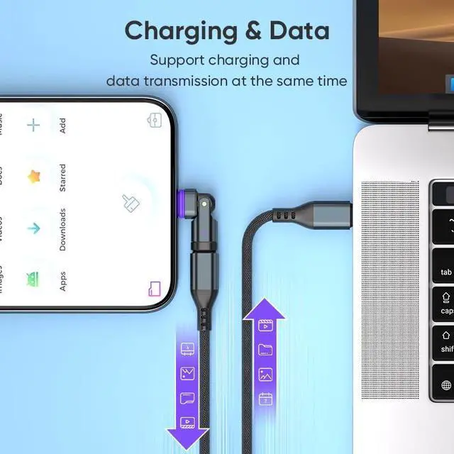 Alt view image 5 of 7 - USB C Magnetic Adapter (2 Pack) USB Type C 180° Rotation Adapter 16PIN PD 240W Right Angle Adapters Type C Magnetic Connector for 1Phone 17/16/15/Ma-Book/1Pad Galaxy Google Pixel Laptop