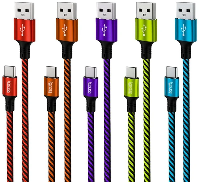 Main image of igrass 5-Pack 60W USB-A to USB-C Cable 10ft