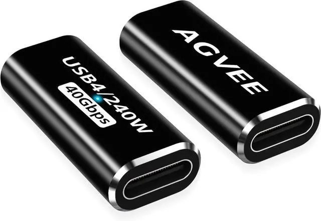 Main image of 2 Pack USB4 Type-C Female to Female Adapter PD 240W Quick Charge USB 4.0 40G Data Coupler Extender Extension Connector for TB4 TB3 MacBook Pixel 2 3 4 5 S24 S23 S22 Black