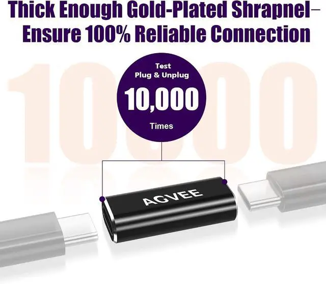 Alt view image 5 of 7 - 2 Pack USB4 Type-C Female to Female Adapter PD 240W Quick Charge USB 4.0 40G Data Coupler Extender Extension Connector for TB4 TB3 MacBook Pixel 2 3 4 5 S24 S23 S22 Black