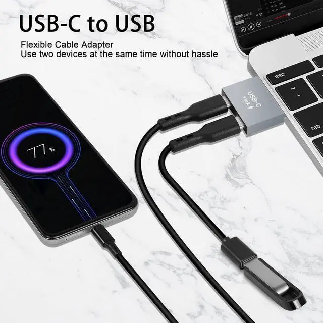 Alt view image 5 of 6 - USB C to C Adapter 10Gbps USB C Male to Dual Female Converter 65W Double Type-C Port Charger Adapter for Notebook Tablet Phones and More Type C Devices (1 to 2)