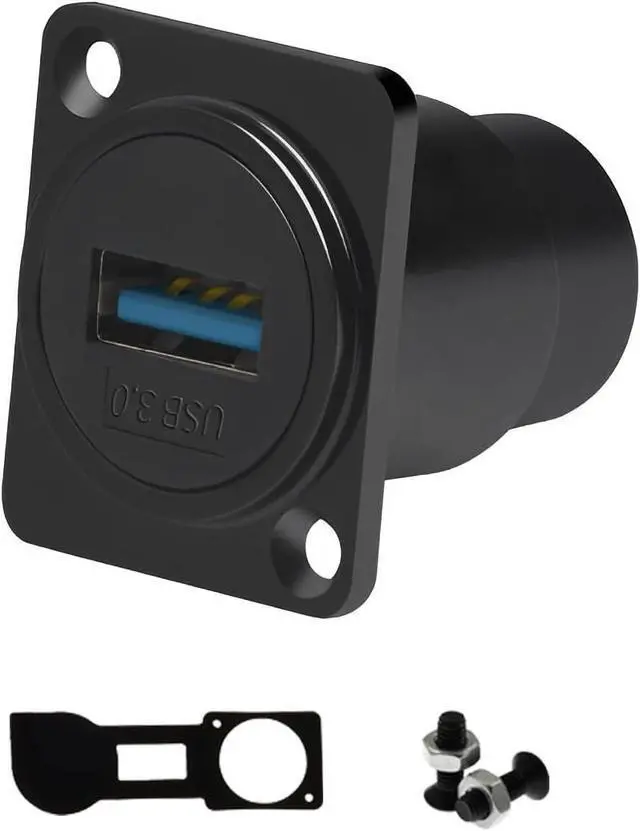 Main image of USB 3.0 Panel Mount Adapter D Type with Waterproof Cover - Female to Female Speed up to 5Gbps for Data Transfer External Hard Disk File Transfer Mouse Keyboard