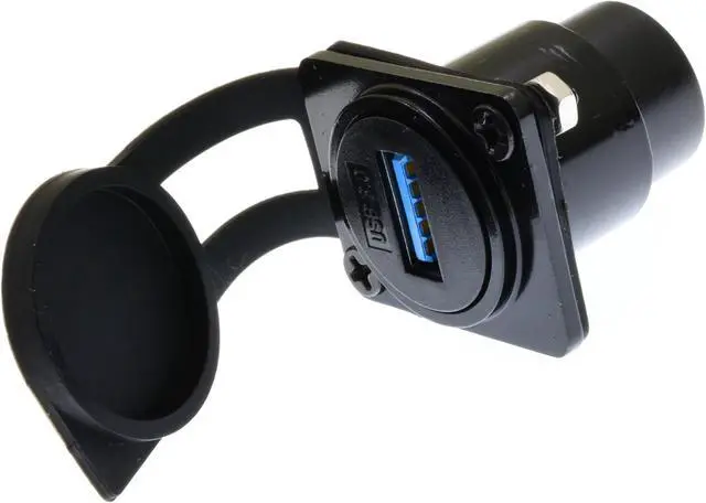 Alt view image 2 of 6 - USB 3.0 Panel Mount Adapter D Type with Waterproof Cover - Female to Female Speed up to 5Gbps for Data Transfer External Hard Disk File Transfer Mouse Keyboard