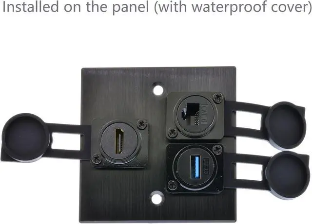 Alt view image 4 of 6 - USB 3.0 Panel Mount Adapter D Type with Waterproof Cover - Female to Female Speed up to 5Gbps for Data Transfer External Hard Disk File Transfer Mouse Keyboard
