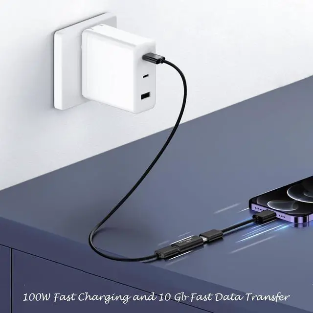 Alt view image 2 of 5 - USB C Female to Female Adapter 2PCS PD 100W and 10Gbps Double Female Connector with 4K/8K Video for Phone Thunderbolt 4/3 MacBook Pro/Air USB-C HUB & More Type C Devices