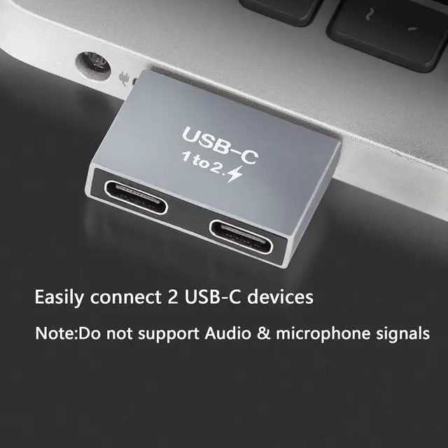Alt view image 2 of 6 - USB C to C Adapter 10Gbps USB C Male to Dual Female Converter 65W Double Type-C Port Charger Adapter for Notebook Tablet Phones and More Type C Devices (1 to 2)
