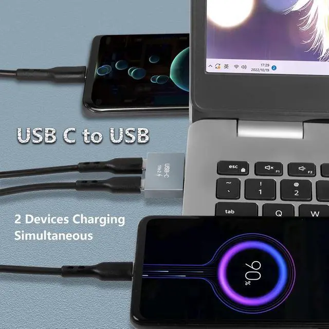 Alt view image 3 of 6 - USB C to C Adapter 10Gbps USB C Male to Dual Female Converter 65W Double Type-C Port Charger Adapter for Notebook Tablet Phones and More Type C Devices (1 to 2)
