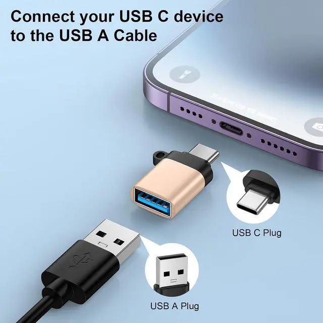 Alt view image 2 of 7 - USB C Male to USB 3.0 Female Adapter 5Pack OTG Adapter for Moto G Power G Play 2026 G 5G G Stylus Edge 70 60 50 40 Pro Razr 60 50 Ultra One 5G UW Ace Galaxy Google Pixel