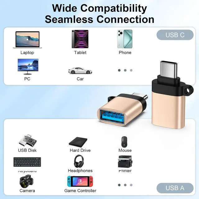Alt view image 7 of 7 - USB C Male to USB 3.0 Female Adapter 5Pack OTG Adapter for Moto G Power G Play 2026 G 5G G Stylus Edge 70 60 50 40 Pro Razr 60 50 Ultra One 5G UW Ace Galaxy Google Pixel