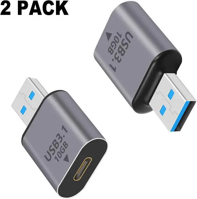 Alt view image 4 of 7 - 10GB USB 3.1 Male to USB C Female Adapter Bi-Directional Type C Female to Type A Male Adapter Suitable for PC Laptop Smartphones Power Bank Tablets (Grey 2-Pack)