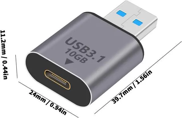 Alt view image 6 of 7 - 10GB USB 3.1 Male to USB C Female Adapter Bi-Directional Type C Female to Type A Male Adapter Suitable for PC Laptop Smartphones Power Bank Tablets (Grey 2-Pack)