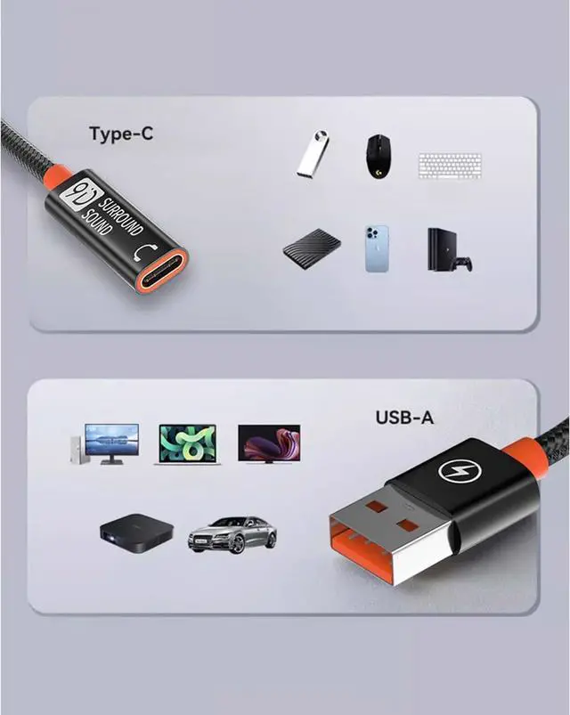 Alt view image 2 of 6 - USB C Female to USB Male Adapter 3.3Ft Type C to A Charger Cable Upgraded Type C to USB Male Adapter High-Speed Data Transmission for Laptop Charger Power Bank U Disk