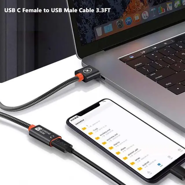 Alt view image 3 of 6 - USB C Female to USB Male Adapter 3.3Ft Type C to A Charger Cable Upgraded Type C to USB Male Adapter High-Speed Data Transmission for Laptop Charger Power Bank U Disk
