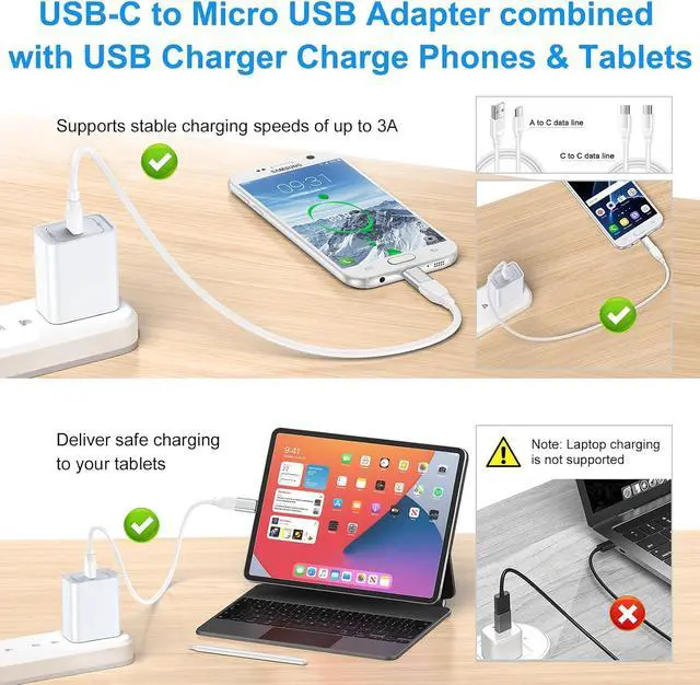 Alt view image 4 of 7 - USB C to Micro USB Adapter 4Pack USB-C Female to Micro USB Male Adapter Connector 3A Fast Charging & Data Sync for Galaxy S7 S6 Edge A02 A01 A10 A10s J7 S5 J3 Note 5 4 Micro USB Devices